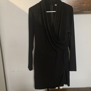 H&M Black Long Sleeve Draped Dress